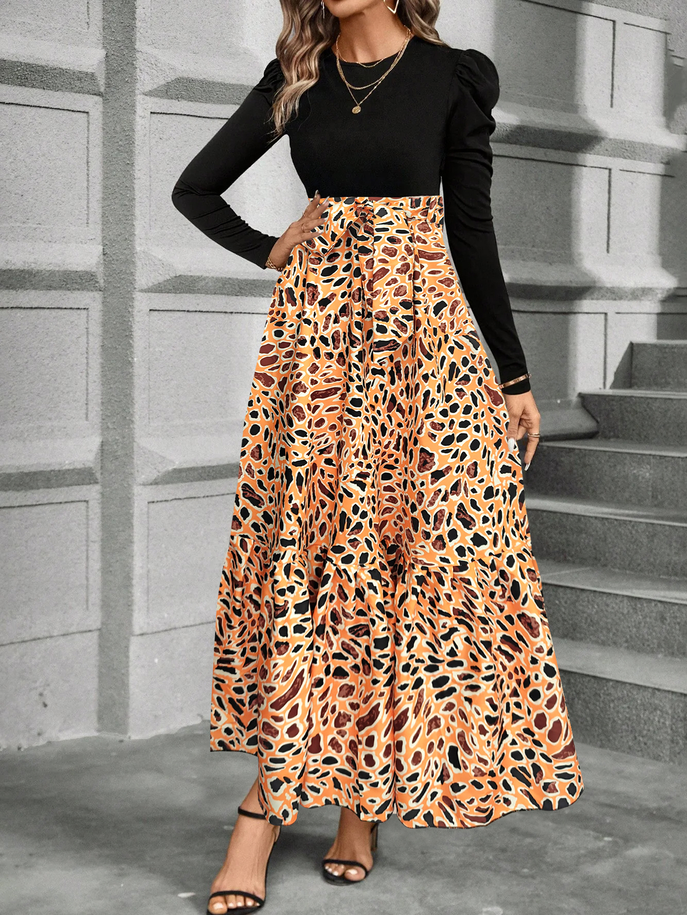 yellow loperd Dress